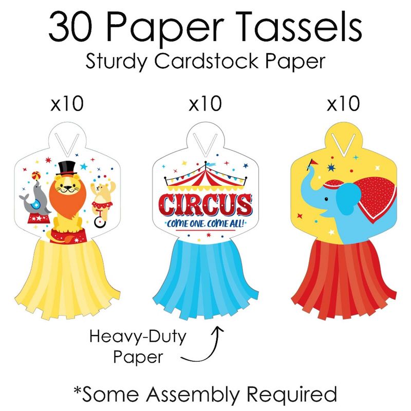 Big Dot of Happiness Carnival - Step Right Up Circus - 90 Chain Links & 30 Paper Tassels Decor Kit - Carnival Party Paper Chains Garland - 21 feet
