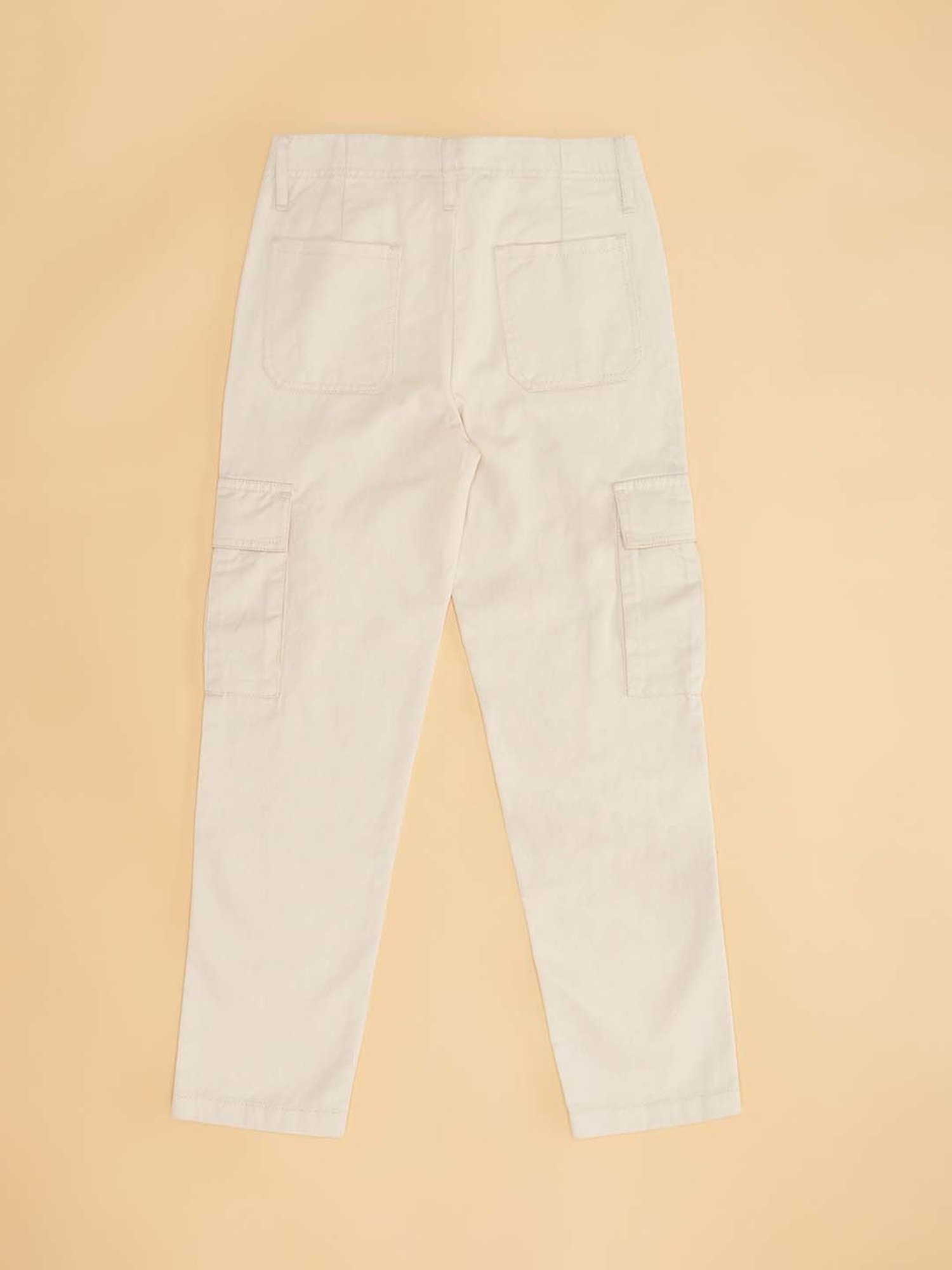 YU by Pantaloons Boys Beige Cotton Regular Fit Trousers