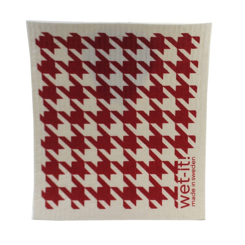 Swedish Dish Cloth 7.75" Heartstrings & Hounstooth Red Absorbant Cloth Cleaning  -  Dish Cloth