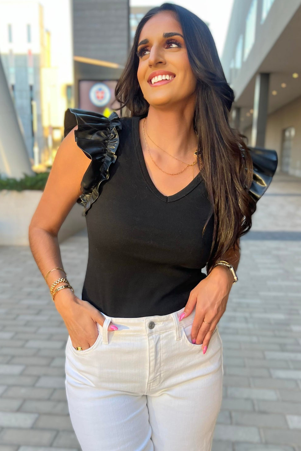 Rose Red Rhinestone Mesh Long Sleeve Bodysuit