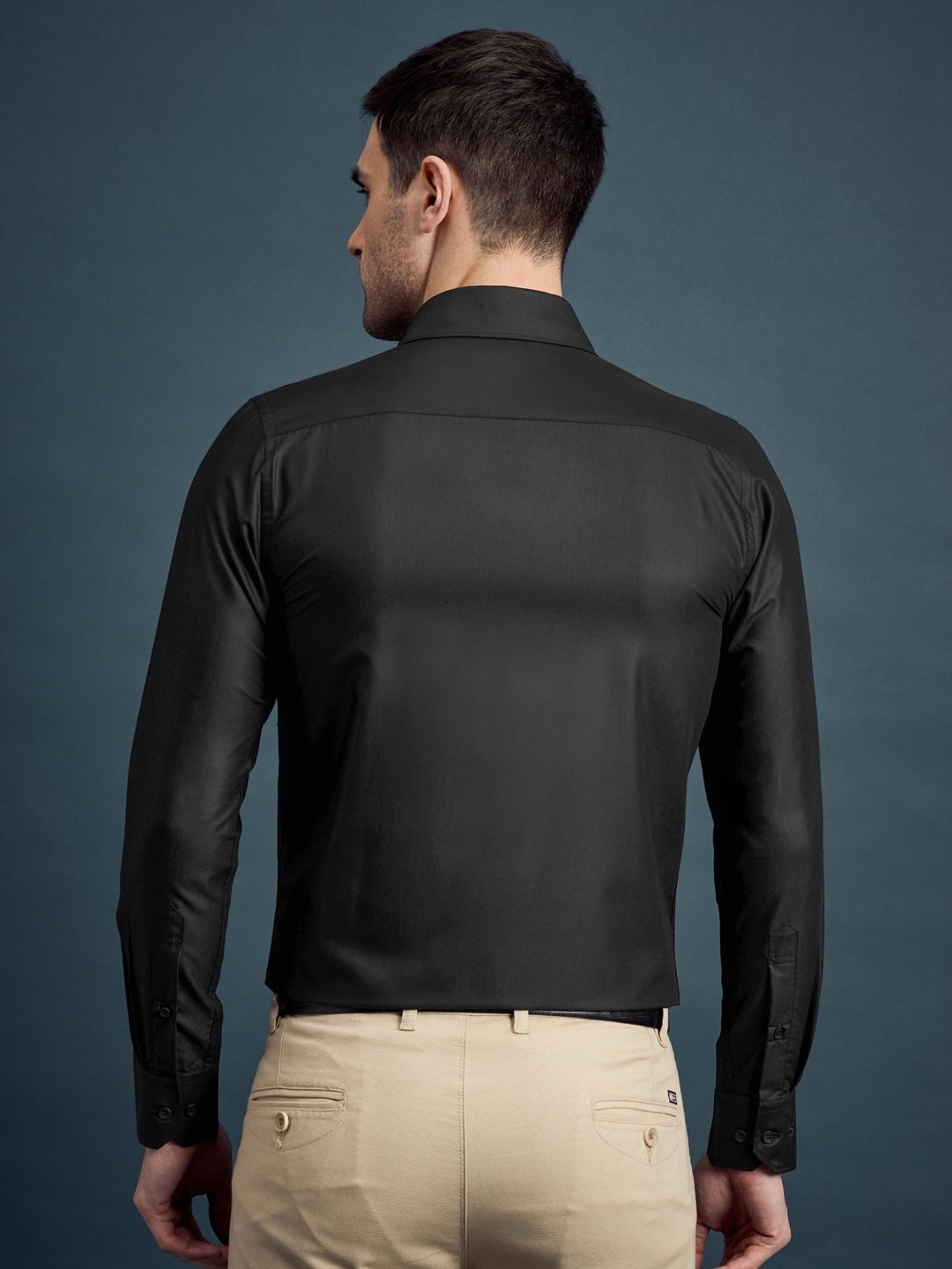 Louis Stitch Black Cotton Slim Fit Shirt