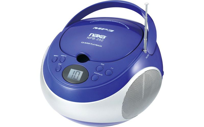 Naxa Portable MP3/CD Player with AM/FM Stereo Radio - 1 x Disc - 2.40 W Integrated Stereo Speaker - Blue - CD-DA, MP3 - Auxiliary Input
