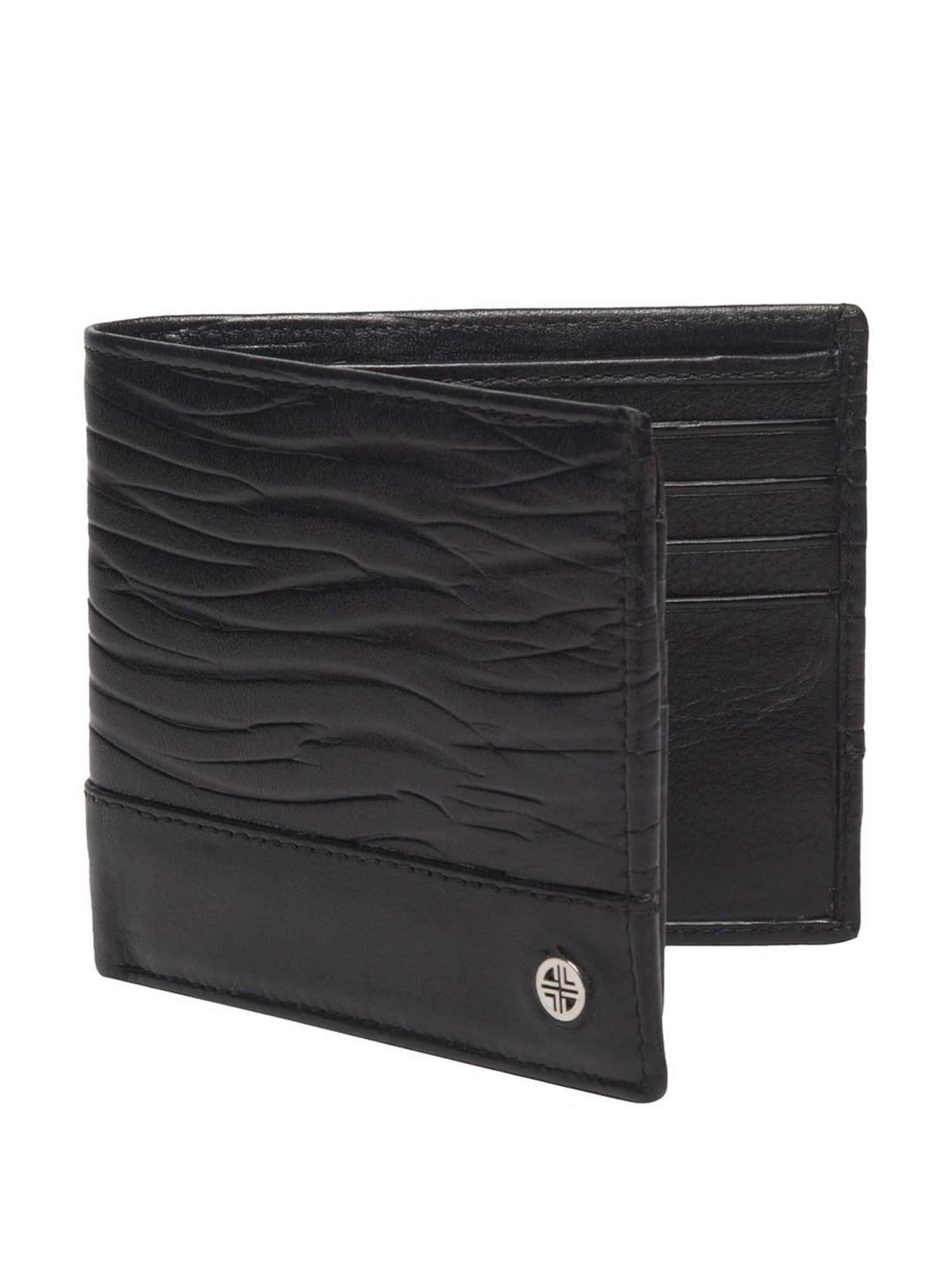 Carlton London Black Formal Leather Bi-Fold Wallet For Men