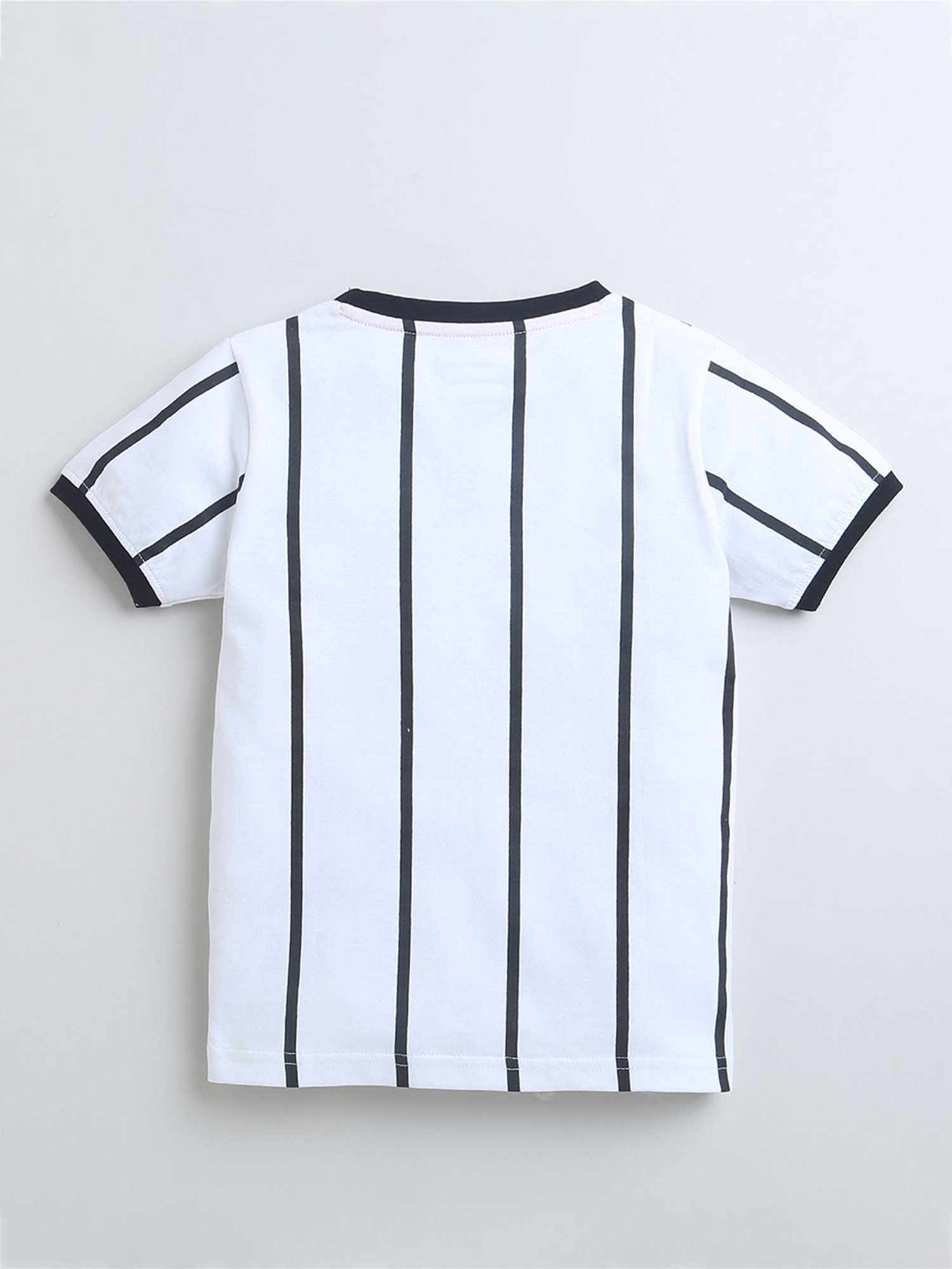 Bumzee Kids White Striped T-Shirt