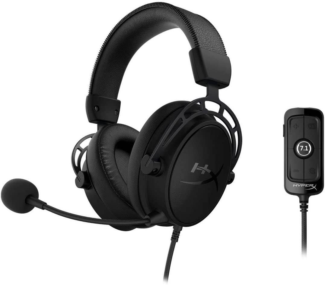 HyperX Cloud Alpha S - PC Gaming Headset, 7.1 Surround Sound, Adjustable Bass, Dual Chamber Drivers, Breathable Leatherette, Memory Foam, & Noise Cancelling Mic