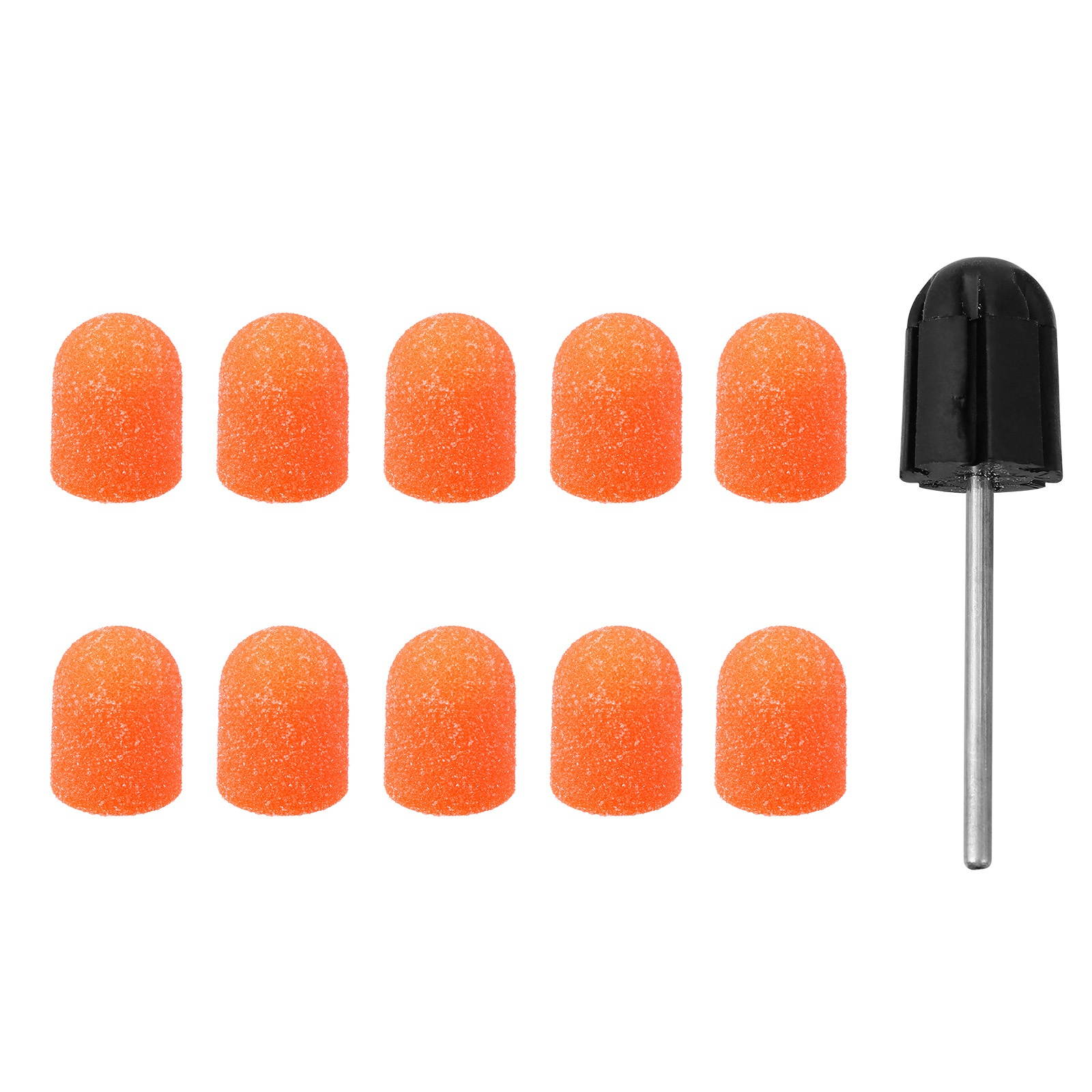 10pcs Nail Art Polishing Sanding Caps with Nail Grinding Head Set Manicure Tool