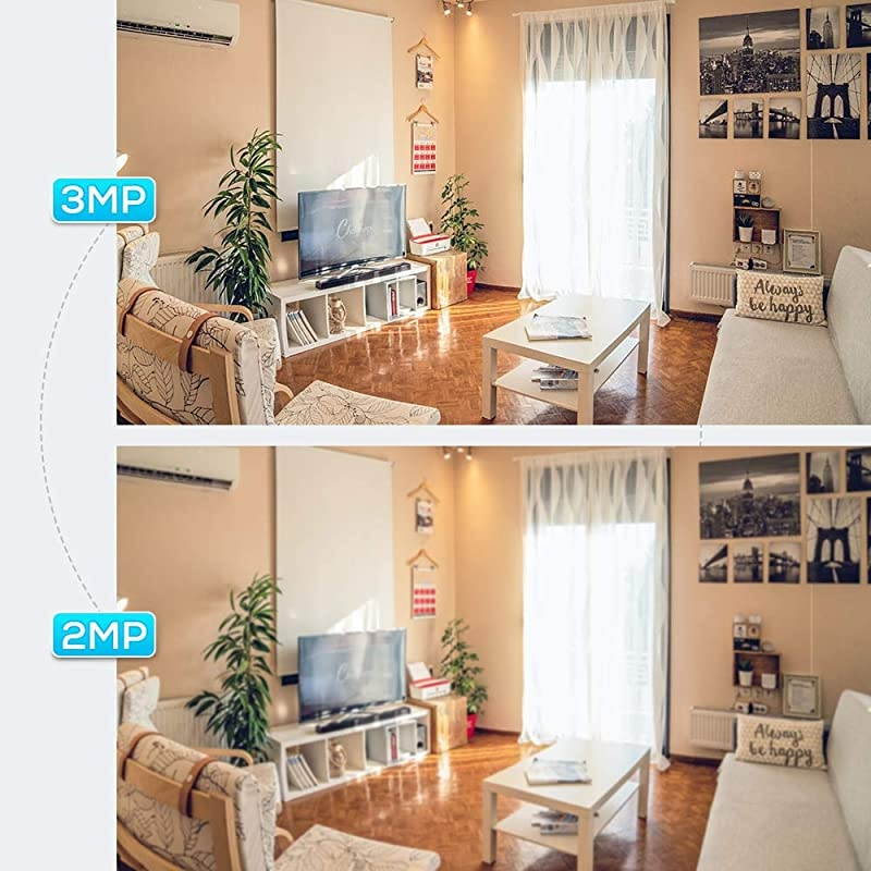 Outdoor Security Camera 3MP Bullet Door Camera IP66 Colorful Night Vision Home Surveillance System Work with Alexa TwoWay Audio Motion Detector AlarmRecording Set of 2