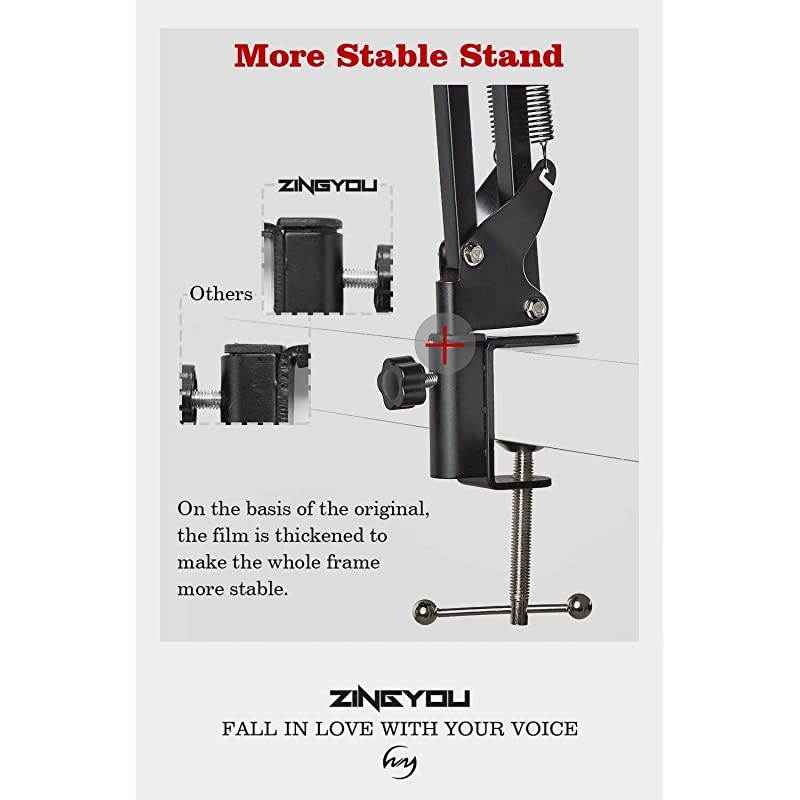 Condenser Microphone Bundle ZY007 Professional Cardioid Studio Condenser Mic Include Adjustable Suspension Scissor Arm Stand Shock Mount and Pop Filter Studio Recording Broadcasting