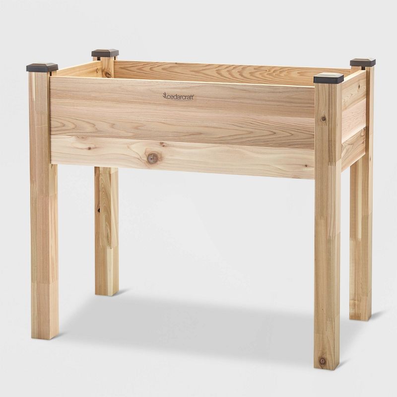 18" x 34" Elevated Rectangular Cedar Planter - CedarCraft