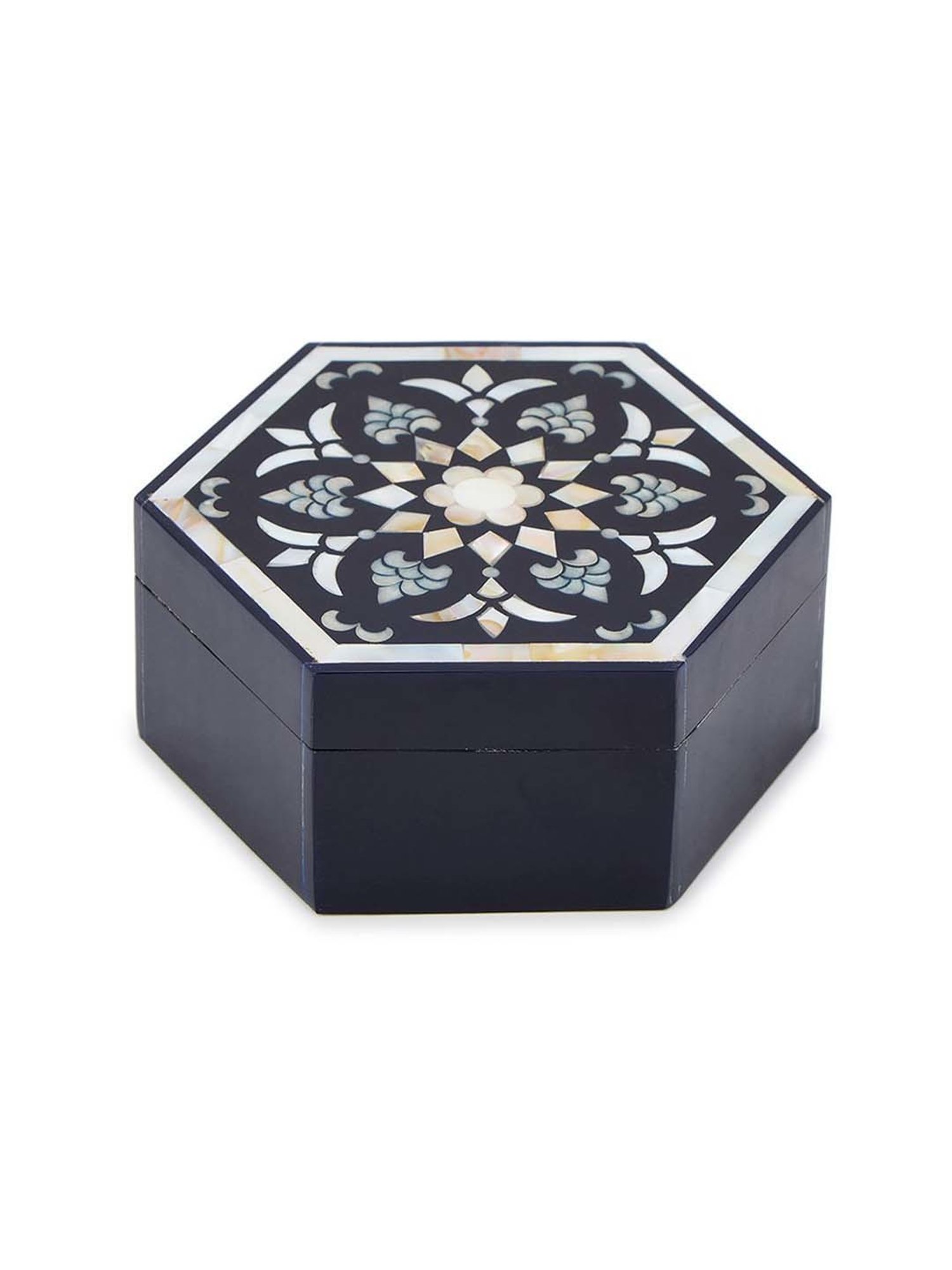 Fabindia Home Utkarsh Blue Wood Decaled Utility Box