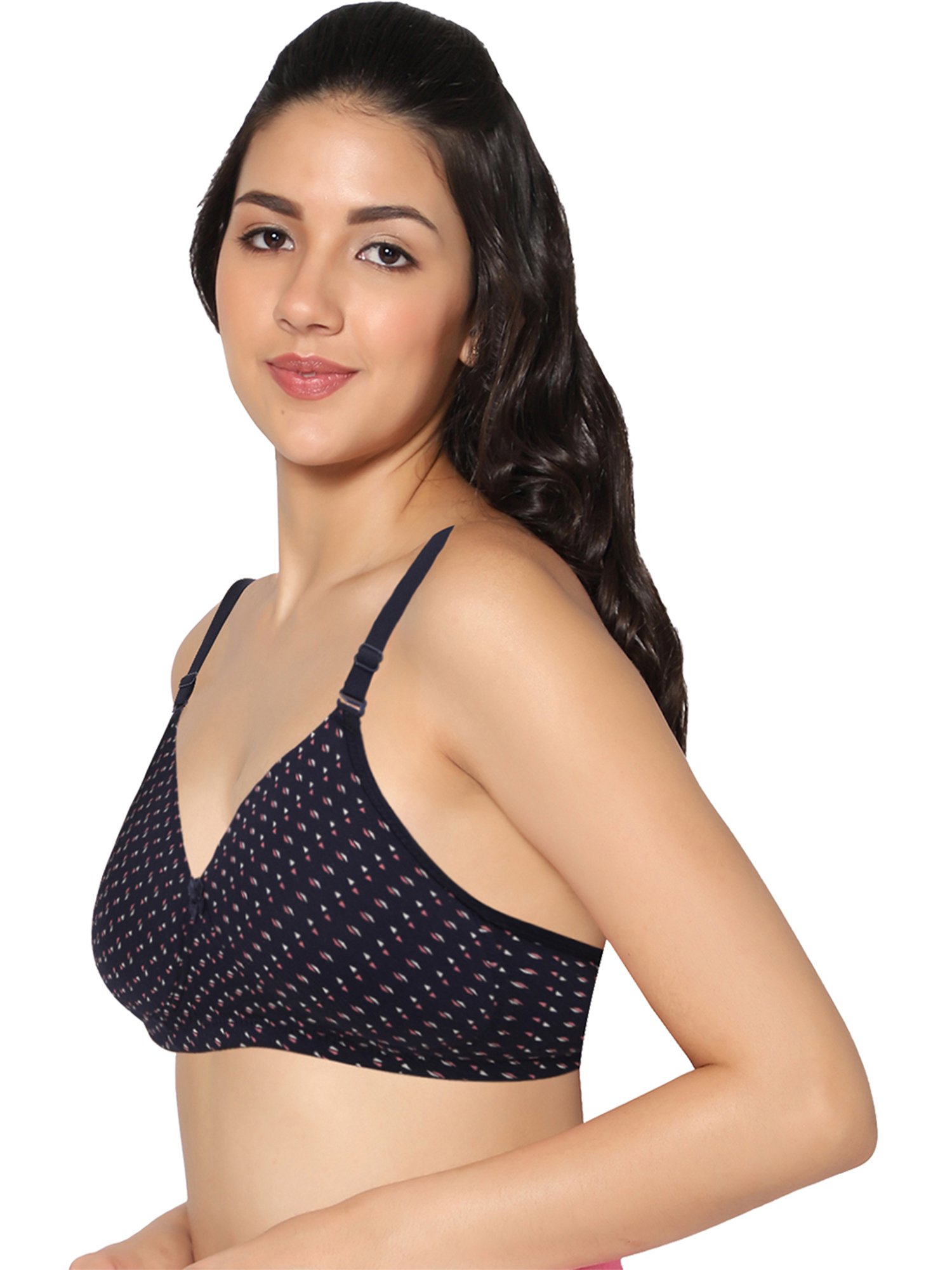 IN CARE Dark Navy Printed Non-Wired Full Coverage Push-Up Bra