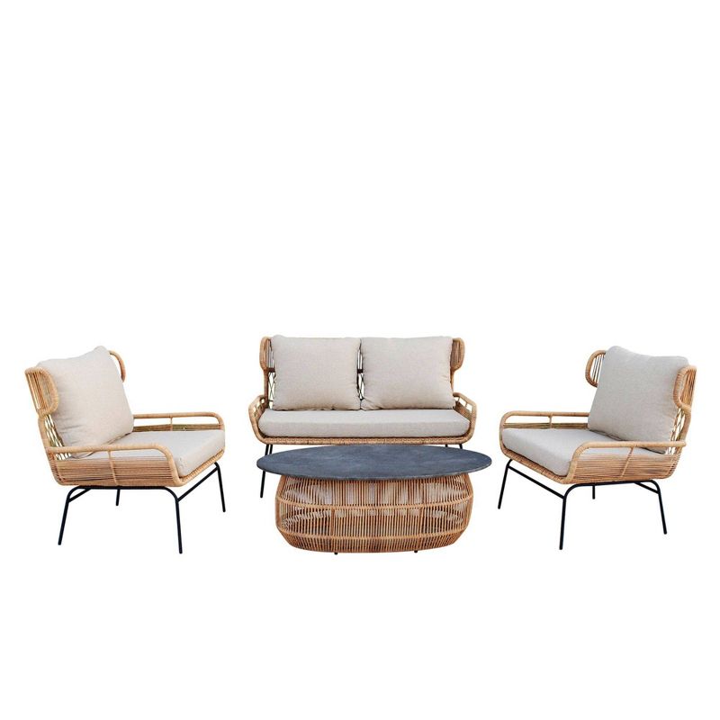 Pine Crest 4pc Loveseat Seating Group - Black - Courtyard Casual