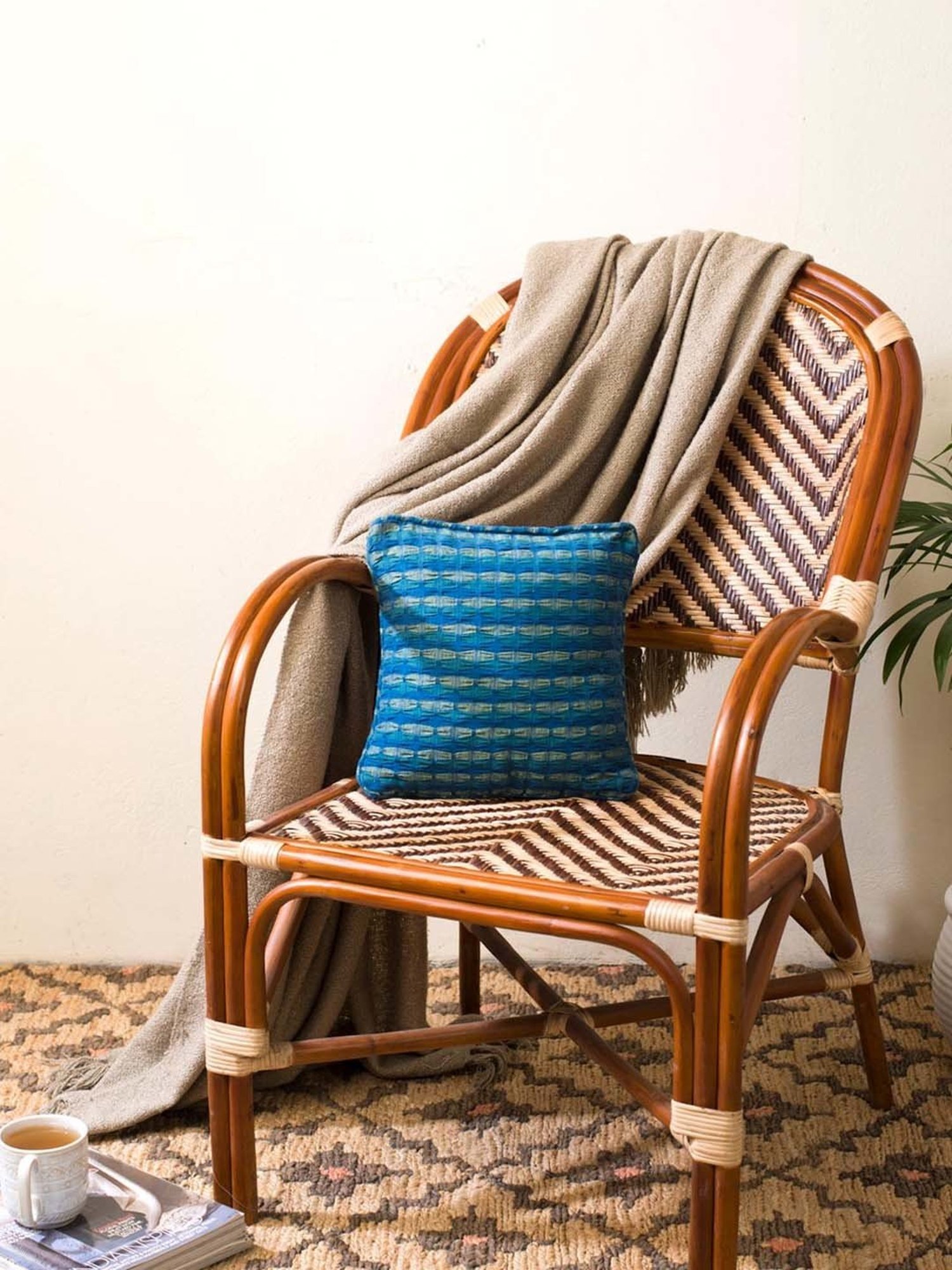 Fabindia Home Deepali Indigo 215 GSM Cotton Cushion Cover