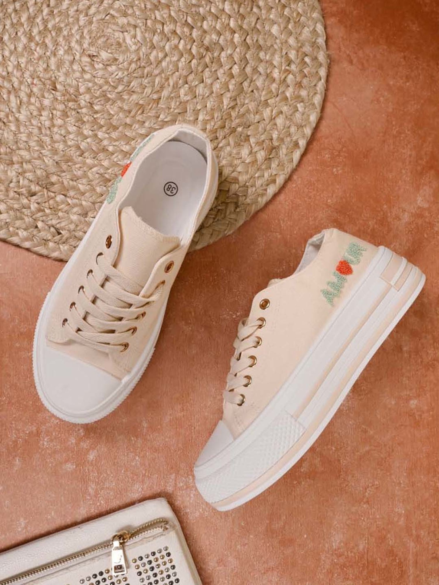 Jove Women's Beige Casual Sneakers