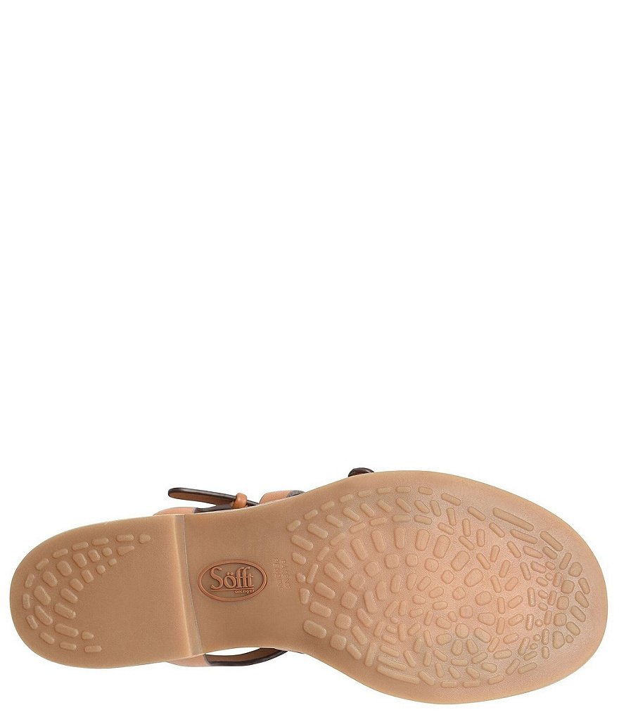 Sofft Nadie II Leather Double Buckle Stacked Heel Sandals