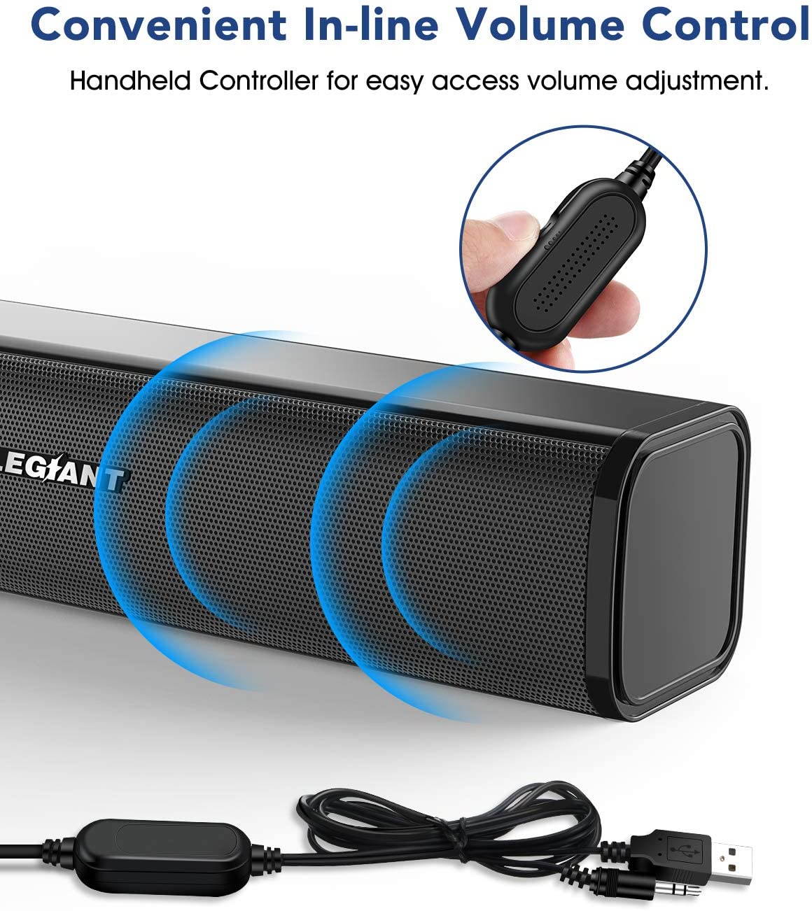 Computer Speakers, ELEGIANT Computer Speakers for Desktop USB Powered 6W PC Speakers with Volume Control Portable Mini Sound bar for Desktop for Desktop, Windows PC, Laptop, SR050 Black