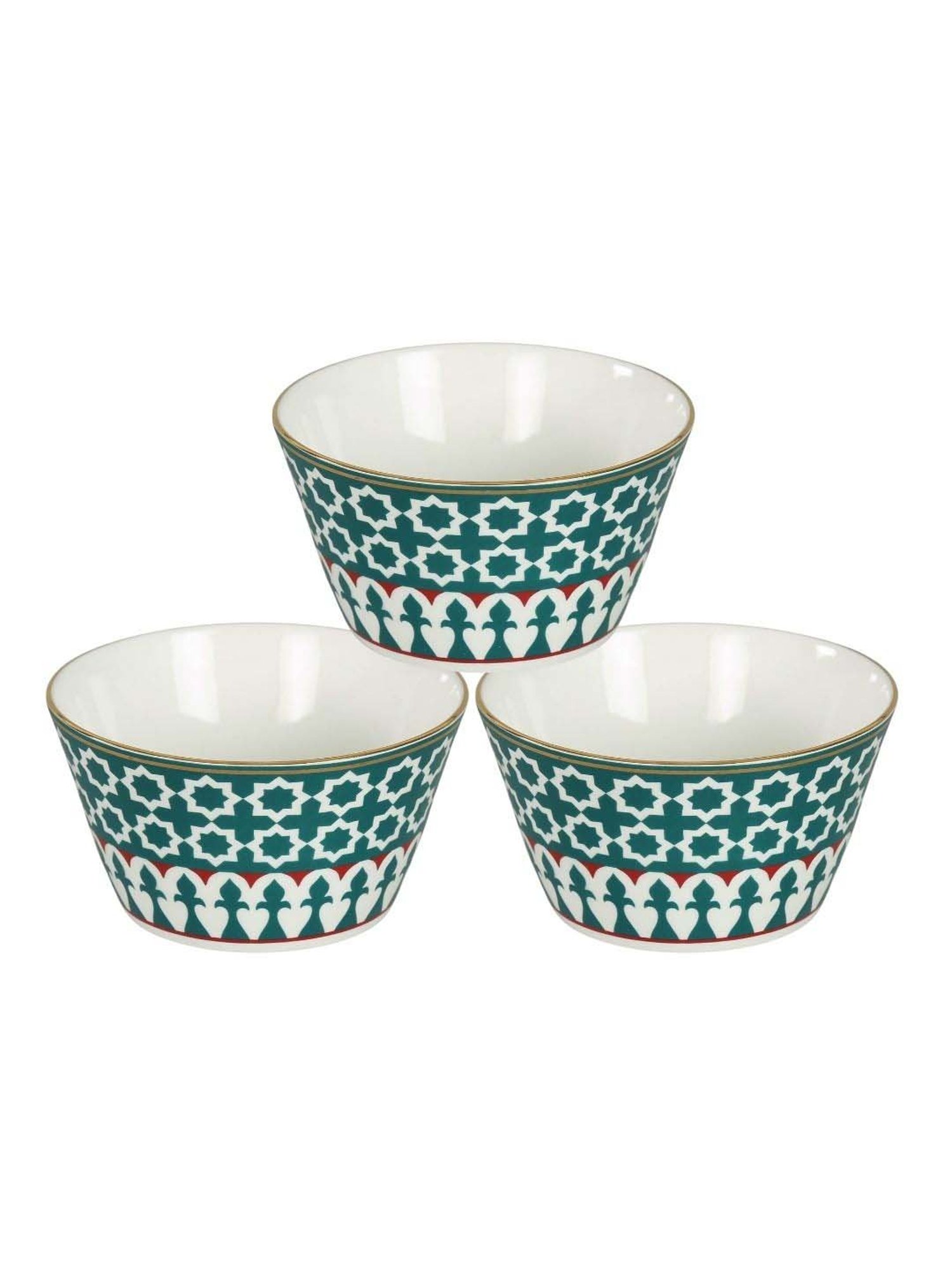 India Circus Teal Blue Ceramic 13.2 cm Snack Bowl (0.47 L) - Set of 3