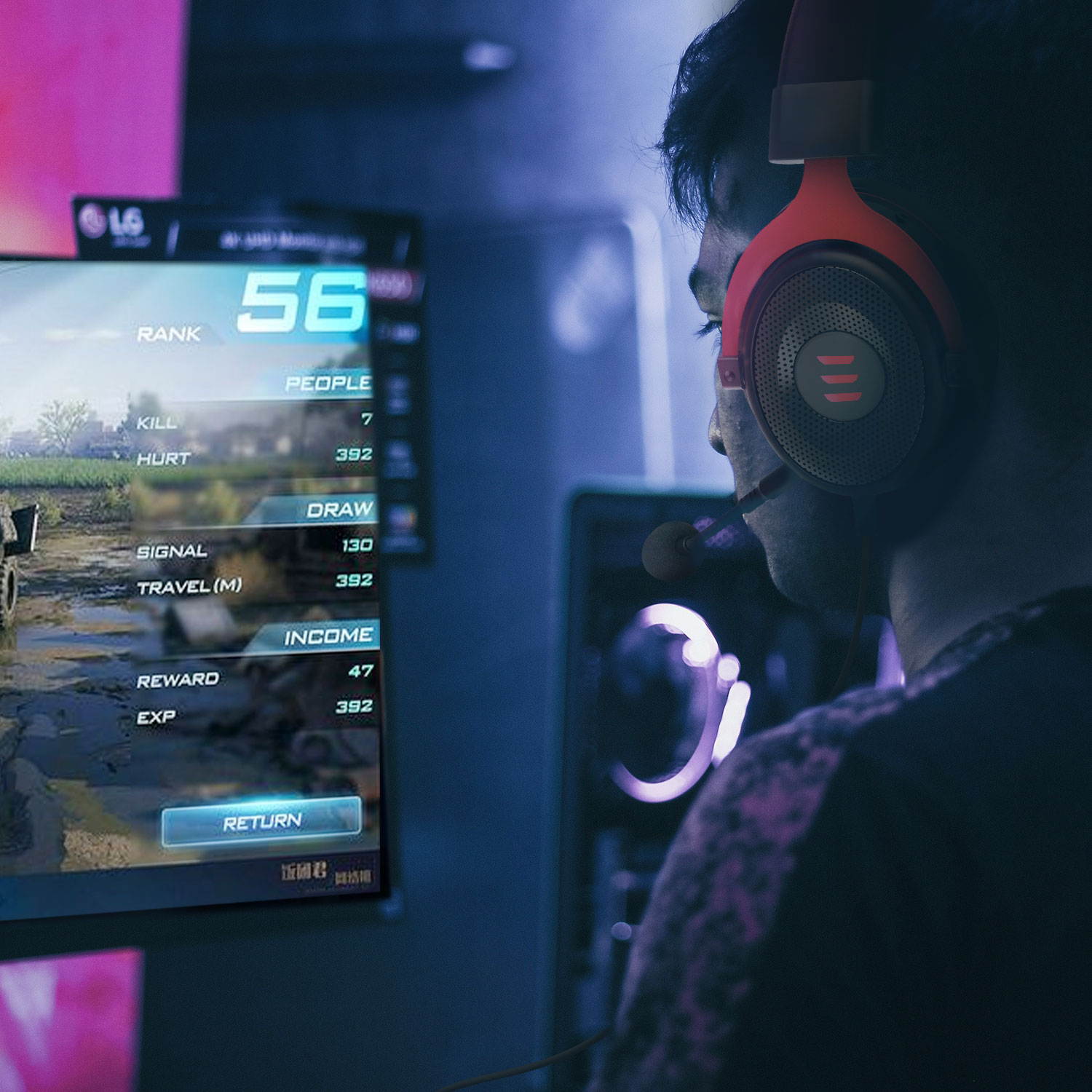 EKSA E900 Stereo Gaming Headset Gamer For Phone PS4 Xbox PC 3.5mm Wired Gaming Headphones With Noise Cancelling Microphone