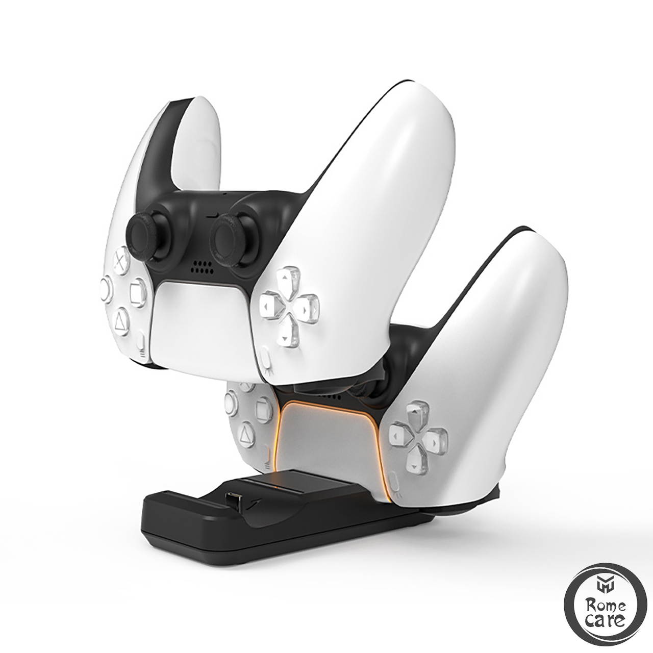 Rome Care Charging Dock for PS5 DualSense Wireless Controller, Charging Station with Dual USB C Ports, Console PS5 Accessories Stand Holder Charger for Playstation 5 PS5 Game Controller - Black