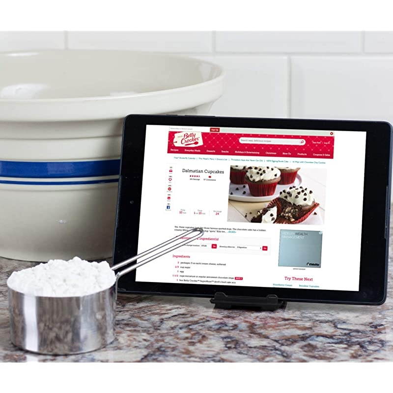 Recipe Holder Stand for Smartphones and Tablets Keep Your Phone Kindle or iPad Convenient While Cooking Original Kitchen Gadget Phone and Tablet Stand Black by  Kitchen