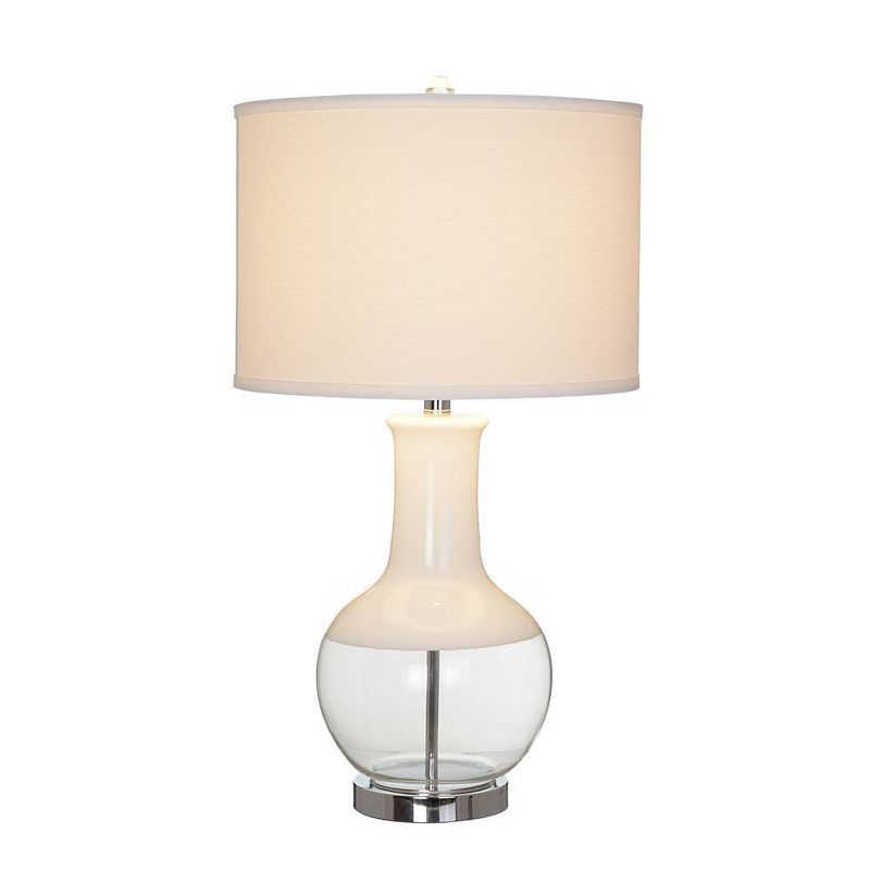 28" Glass Table Lamp White/Clear (Includes LED Light Bulb) - Cresswell Lighting