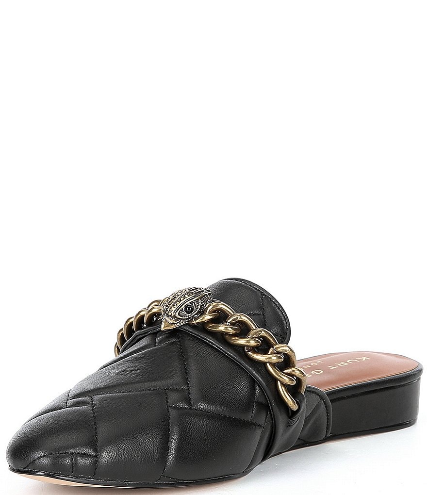 Kurt Geiger London Chelsea Quilted Leather Chain Detail Mules