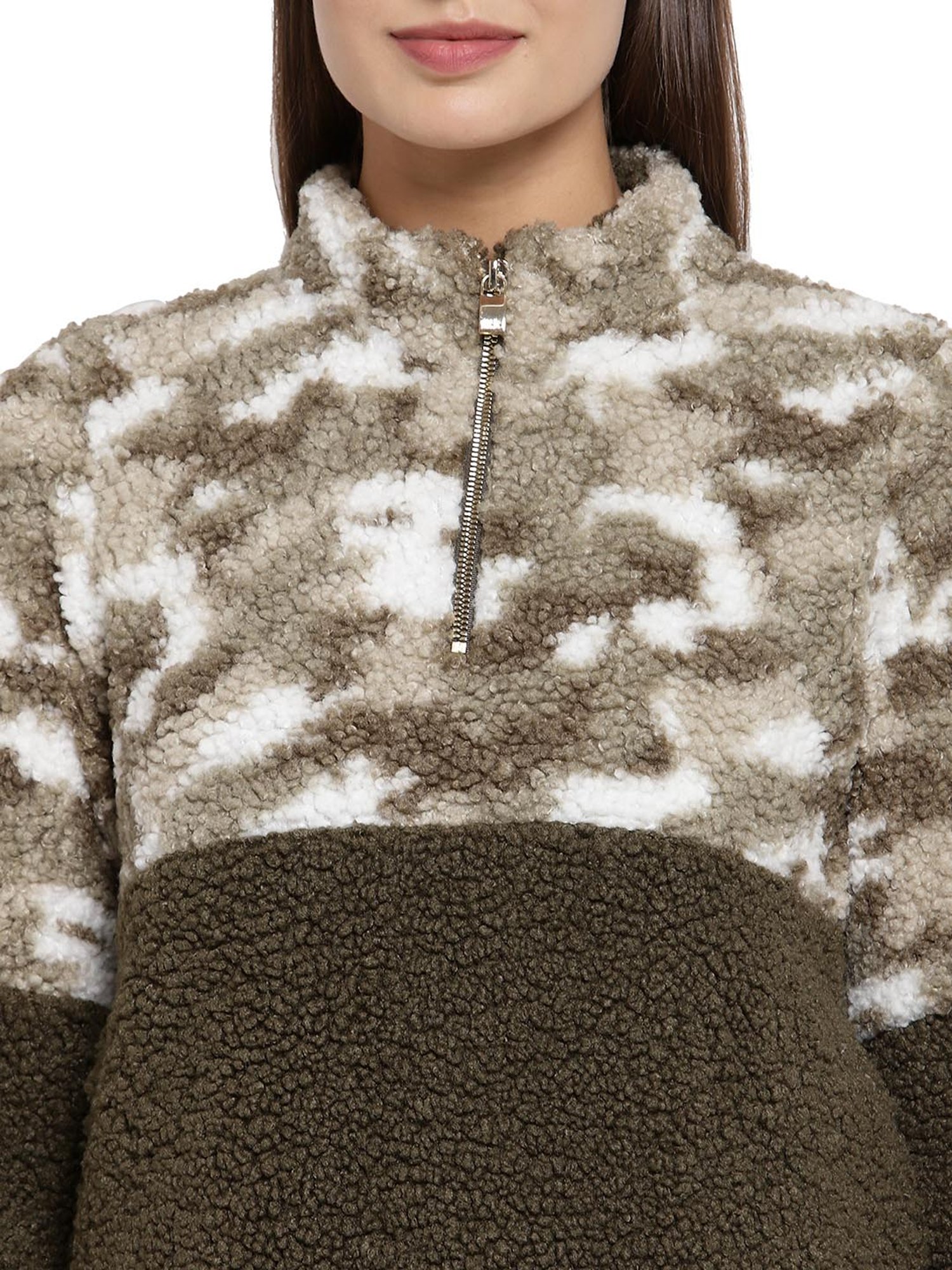 Juelle Olive Self Design Sweatshirt