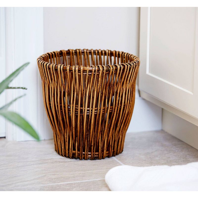 Household Essentials Small Reed Willow Waste Basket Brown