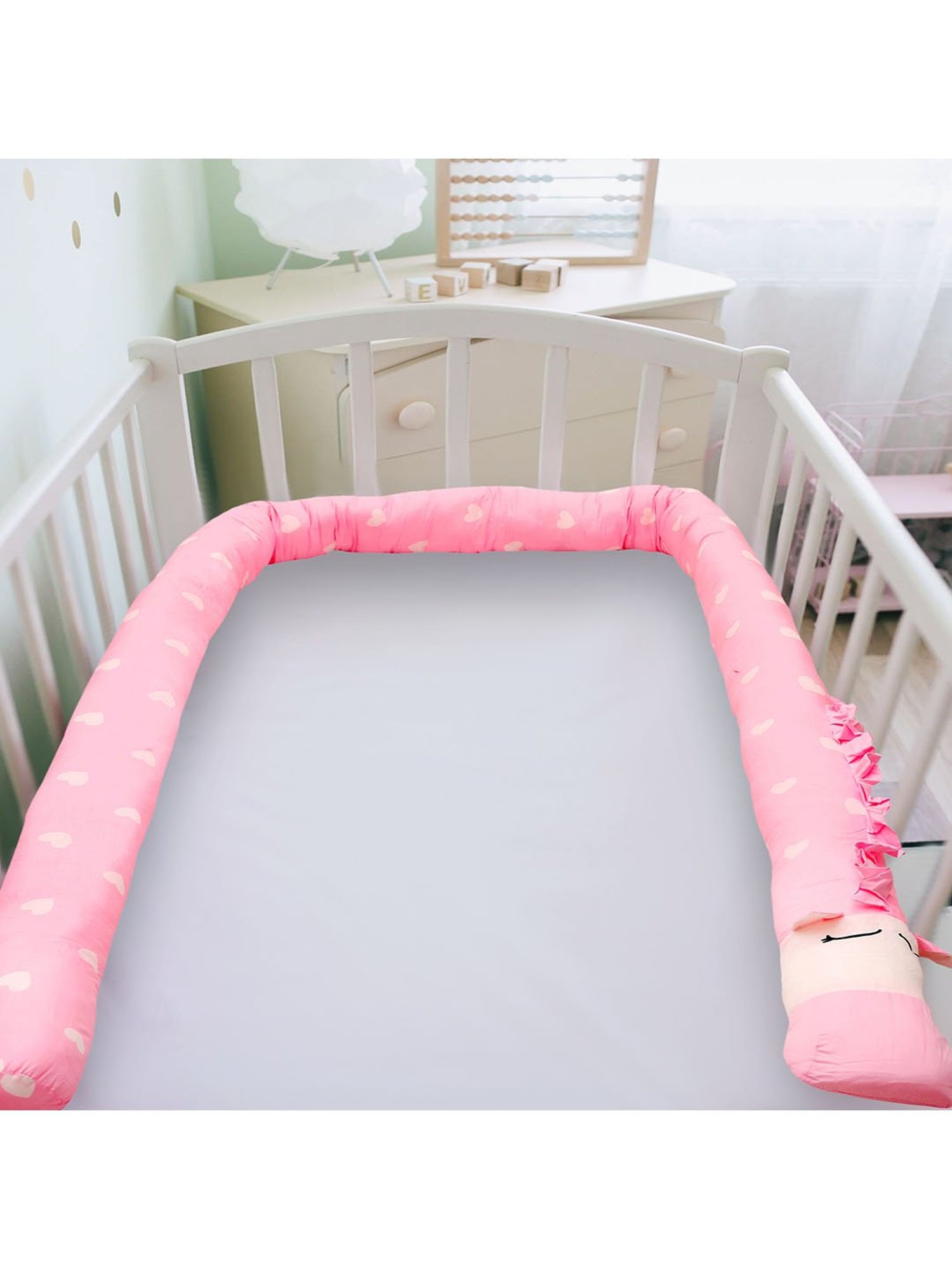Baby Moo Sweetheart Pink Cot Bumper