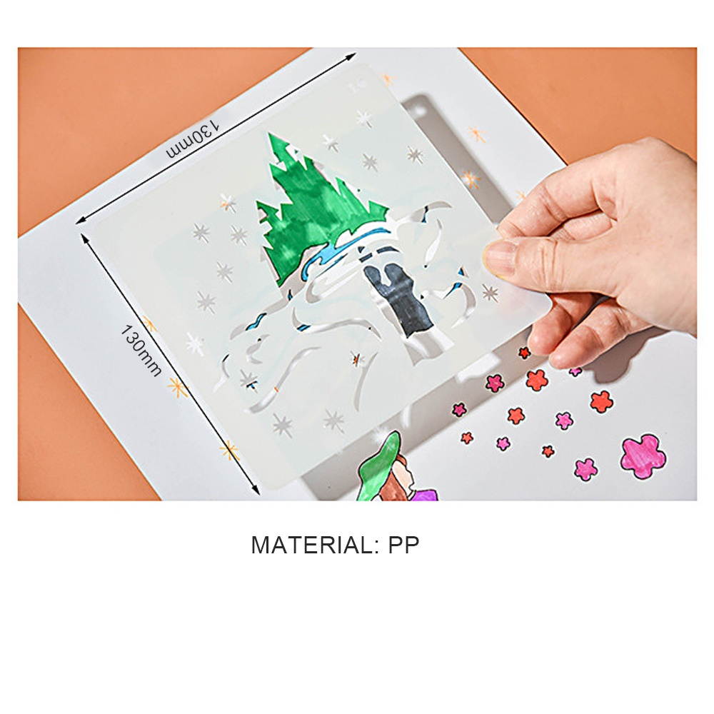 Drawing Painting Stencils Hollow Out Design PP Templates Reusable for Children Students DIY Craft Scrapbooking Journal Photo Album Paper Card Decor