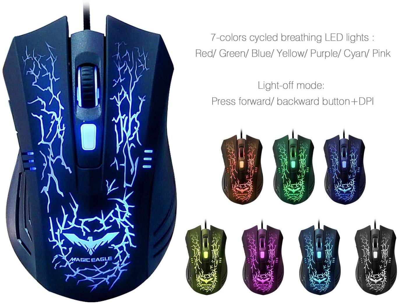 Havit Keyboard Rainbow Backlit Wired Gaming Keyboard Mouse Combo, LED 104 Keys USB Ergonomic Wrist Rest Keyboard, 3200DPI 6 Button Mouse for Windows PC Gamer Desktop, Computer (Black)