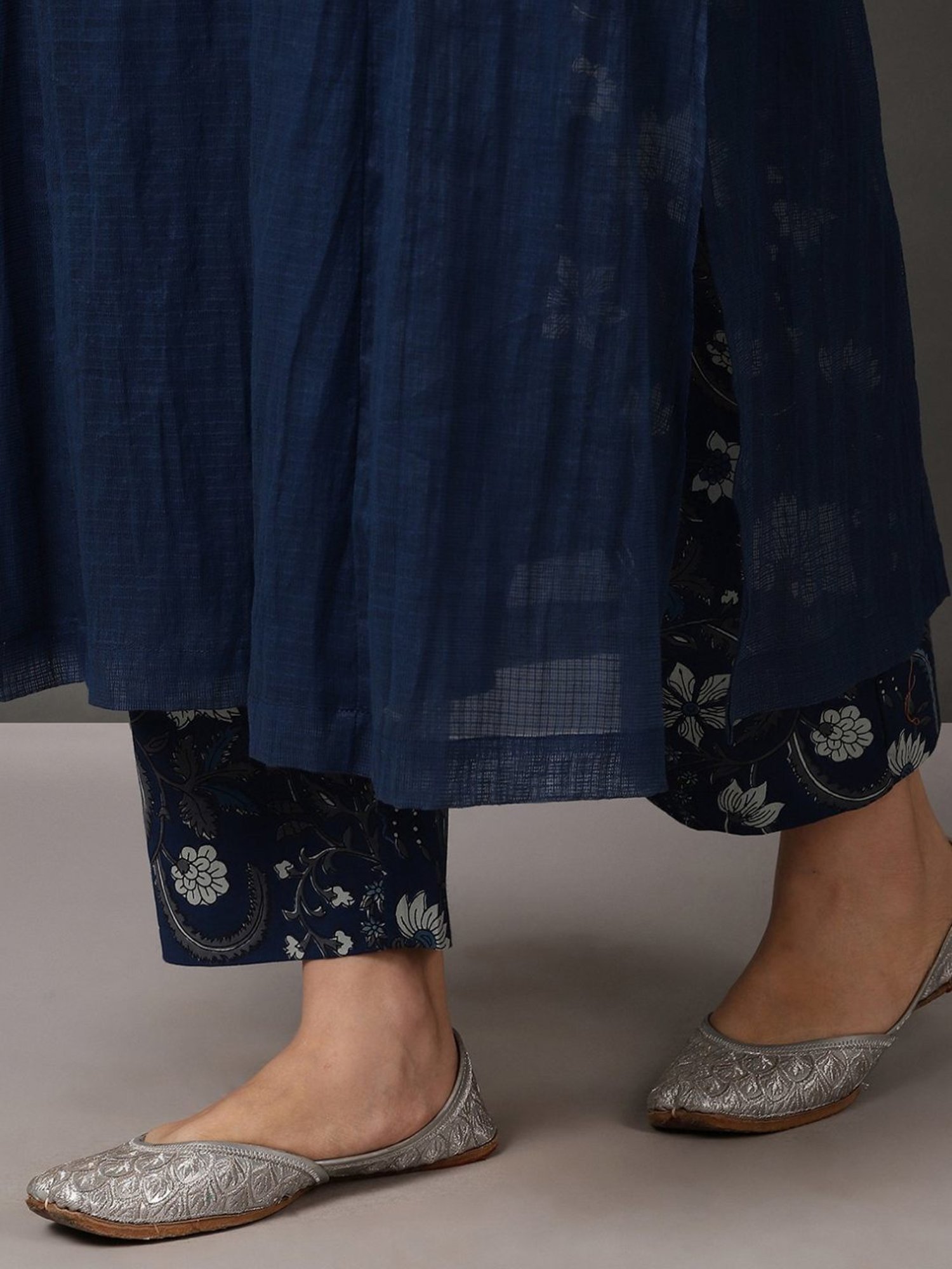 Nuhh Blue Kalidaar Kurta with Cotton Cami & Pants