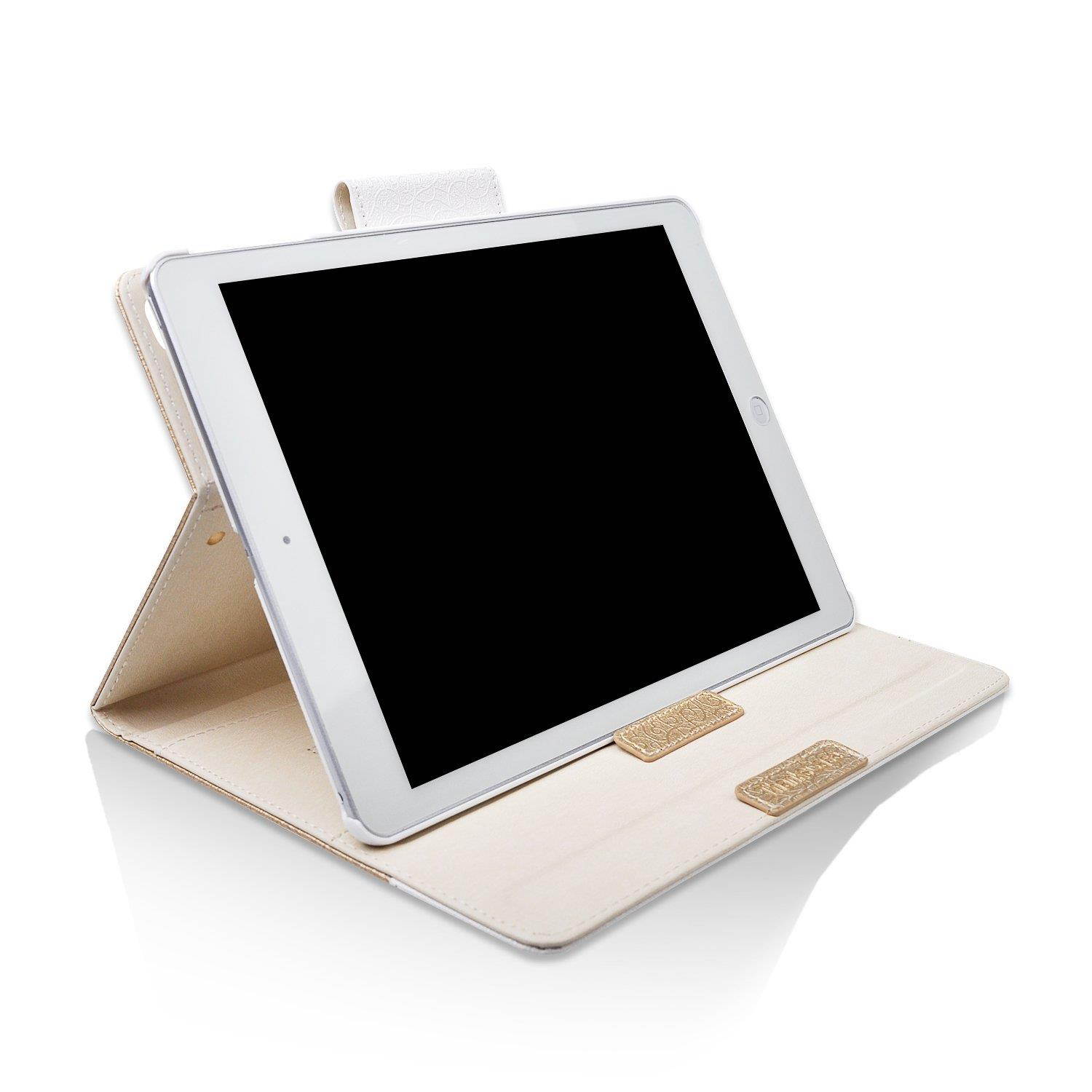 iPad Pro 10.5 Case,Thankscase Rotating Case Cover for iPad Pro 10.5 with Wallet Pocket with Hand Strap with Auto Sleep/Wake for New iPad Pro 10.5 Inch 2017 Release.(Gold)