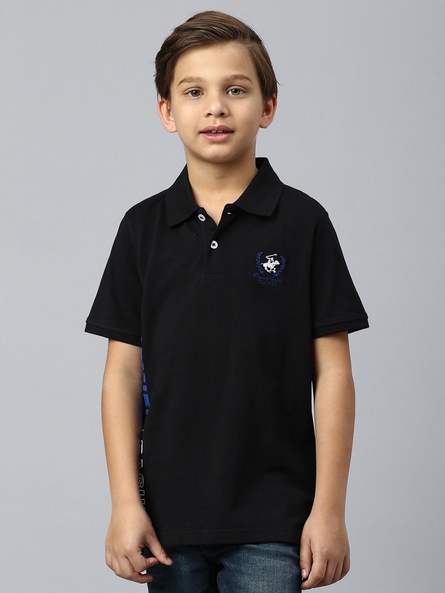Beverly Hills Polo Club Kids Black Solid Polo T-Shirt