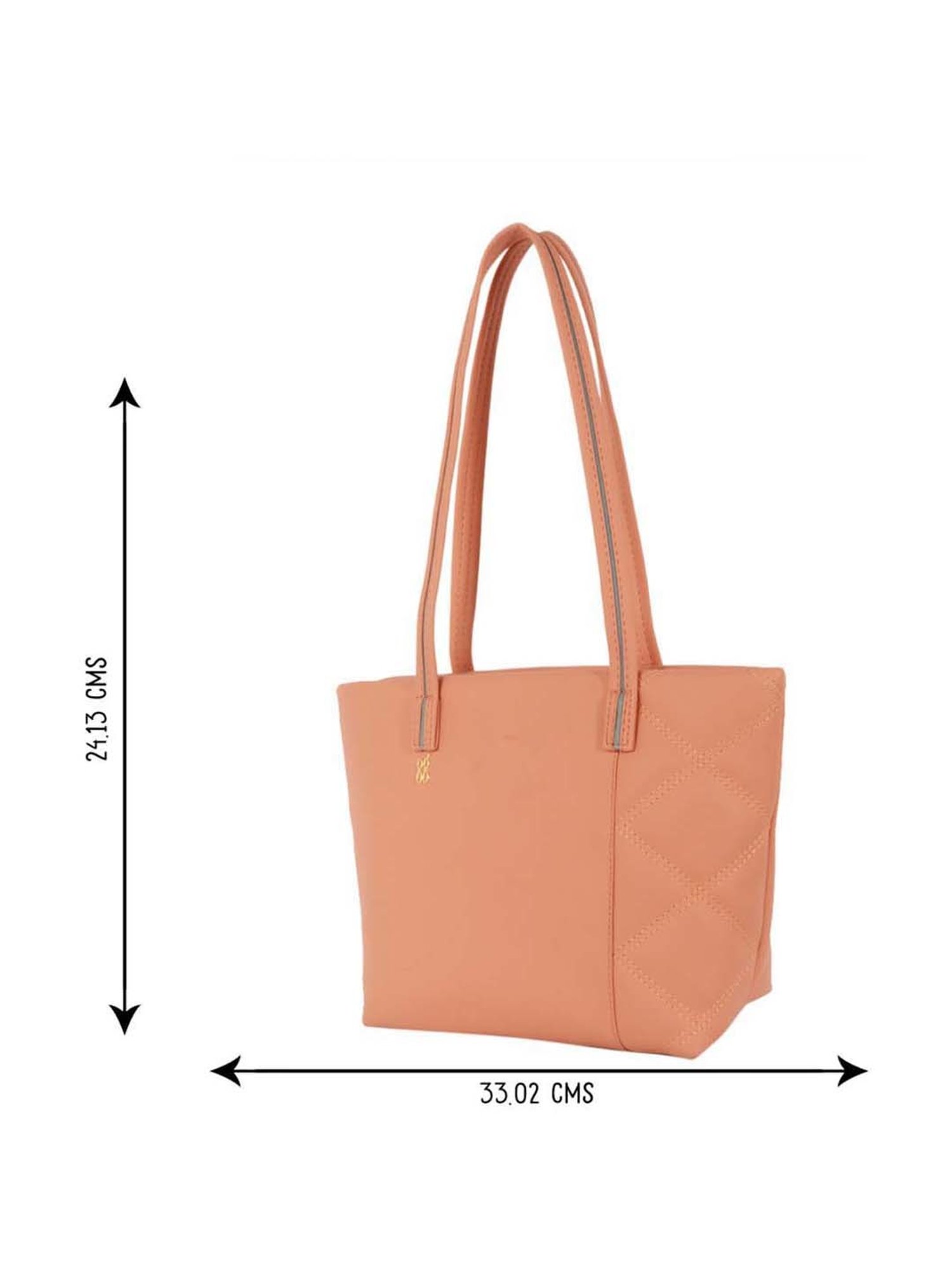 Baggit Peach Textured Medium Tote Handbag
