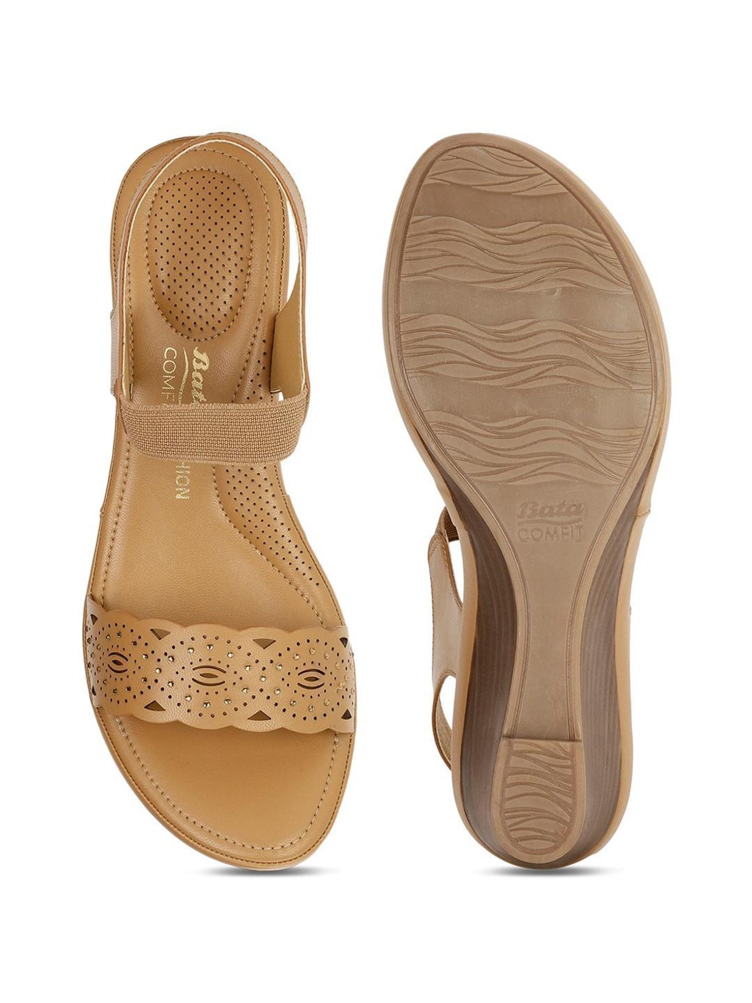 Bata Comfit by Bata Women's CELINE Tan Ankle Strap Wedges