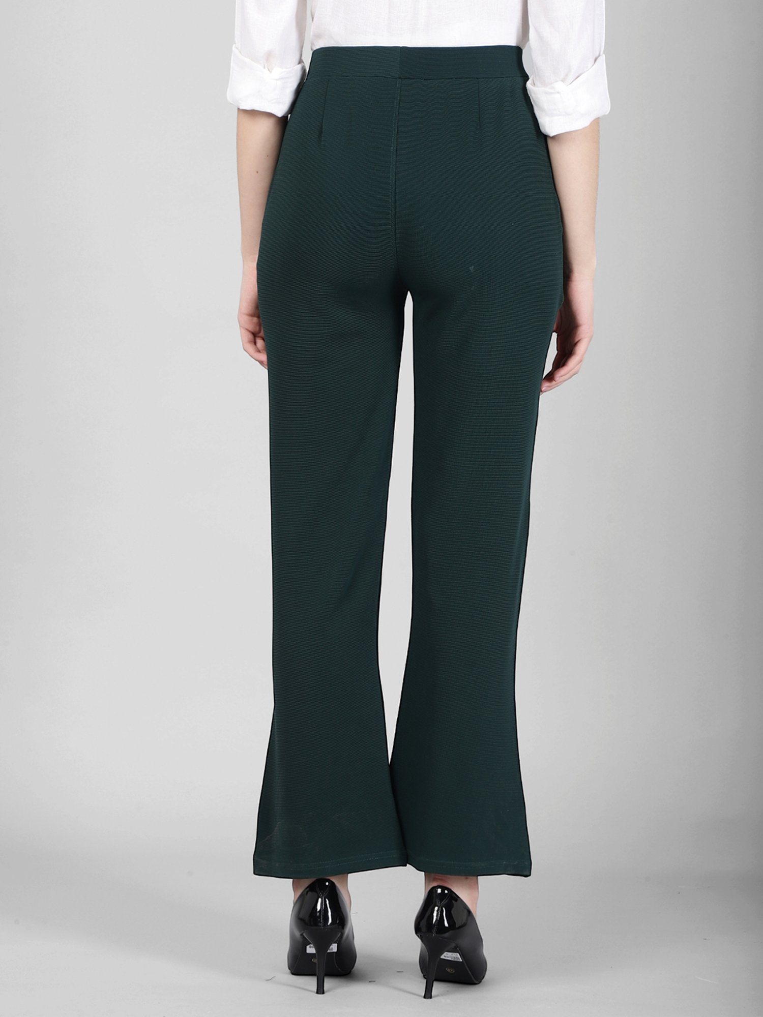FITHUB Teal Regular Fit High Rise Bootcut Trousers