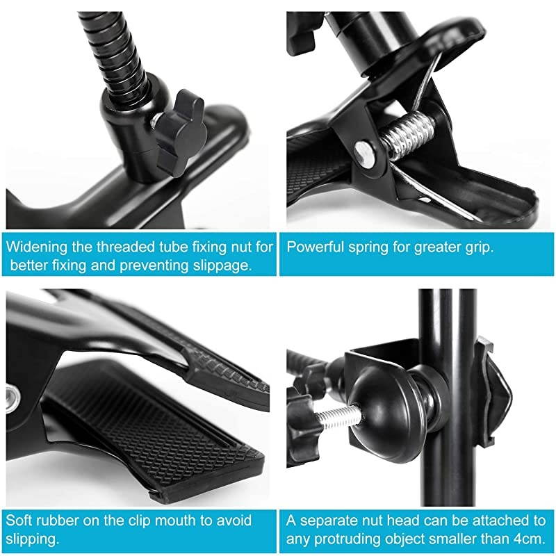 Studio Light Stand Background Holder U+CType Heavy Duty Clamp Clip with Flexible Long Arms Gooseneck Camera Studio Accessories Reflector Camera Studio Set