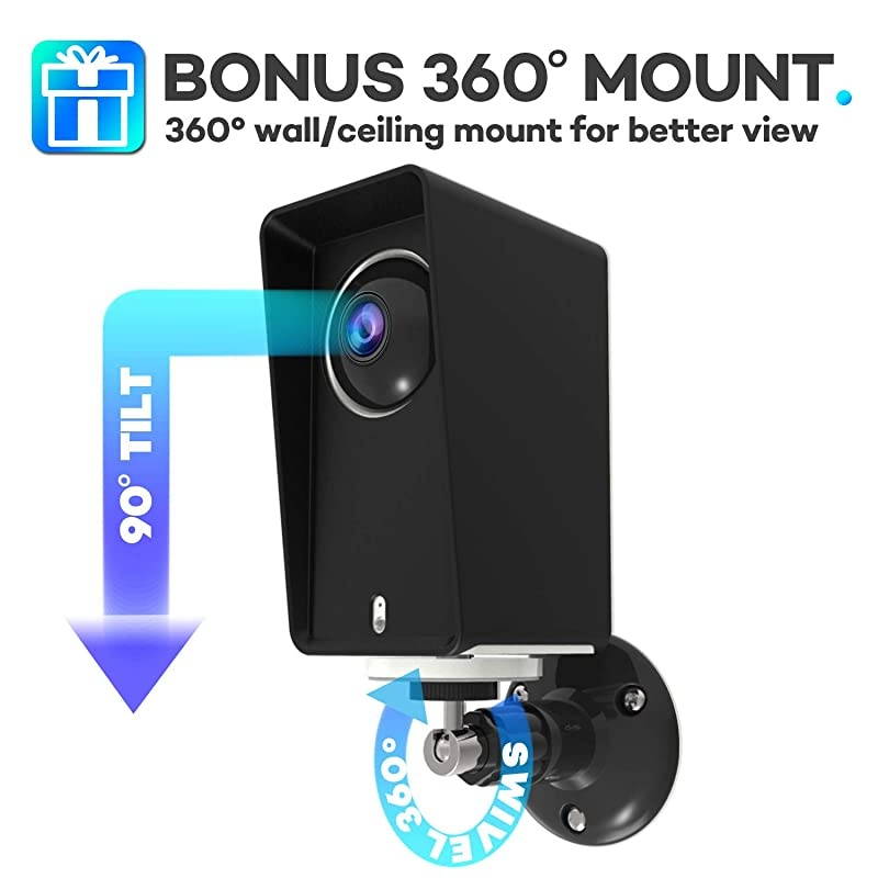 Cam Pan Protective Case with Wall Mount Bracket Weather Proof Adjustable for Indoor and Outdoor AntiSun Glare and UV Protection Very Easy to Install Black