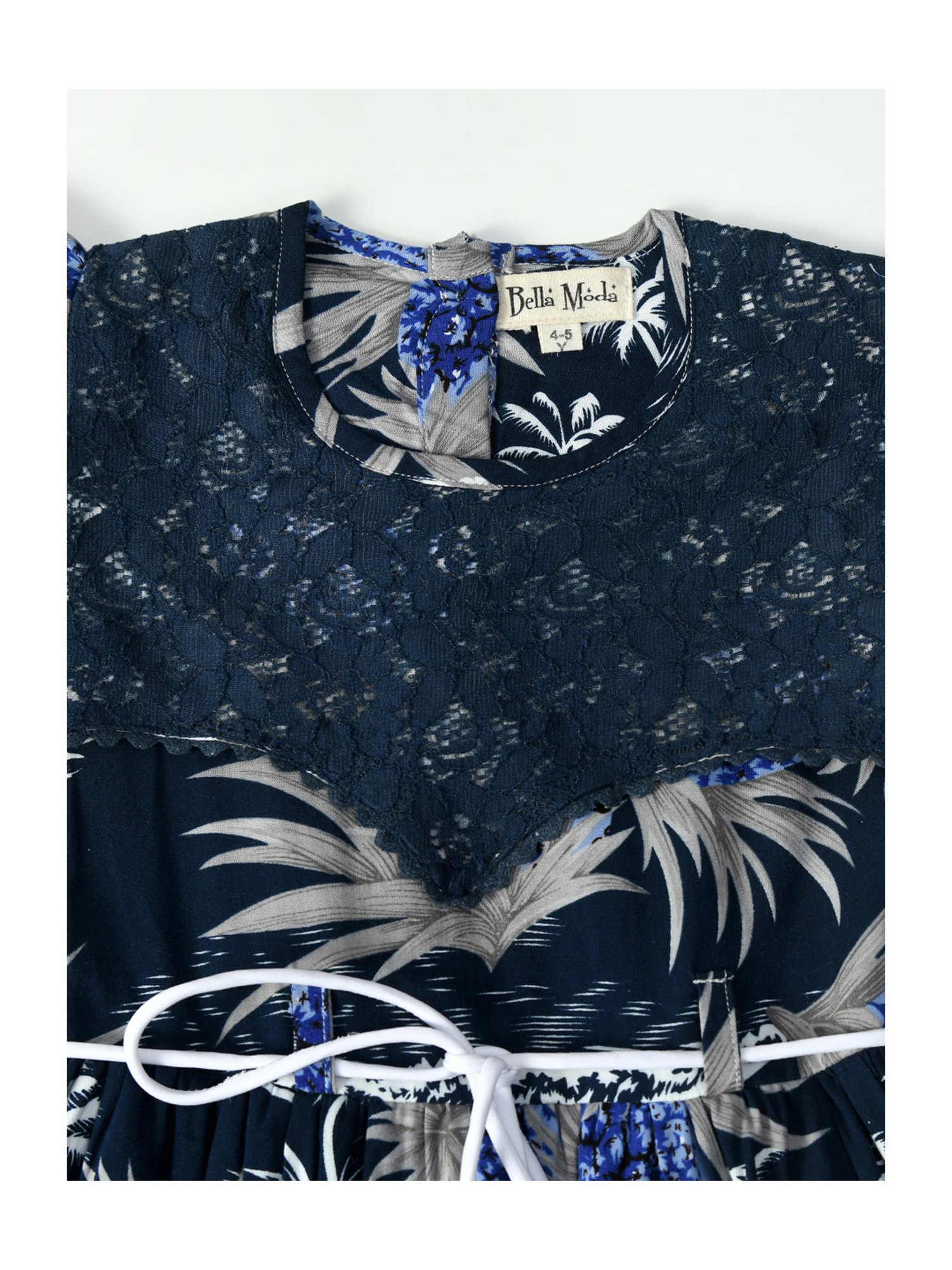 Bella Moda Kids Blue Printed Fit & Flare Dress