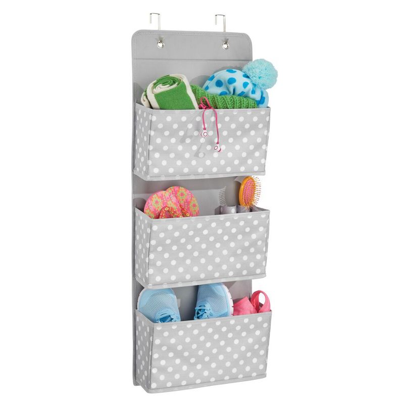 mDesign Fabric Over Door Hanging Storage Organizer, 3 Pocket, 2 Pack, Gray/White