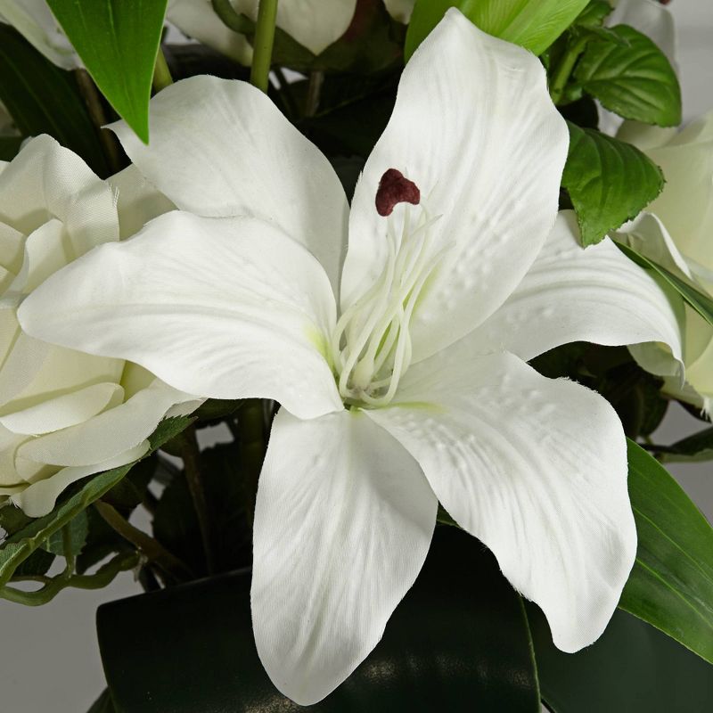 Dahlia Studios White Rose and Lily 24" High Faux Flowers in Vase