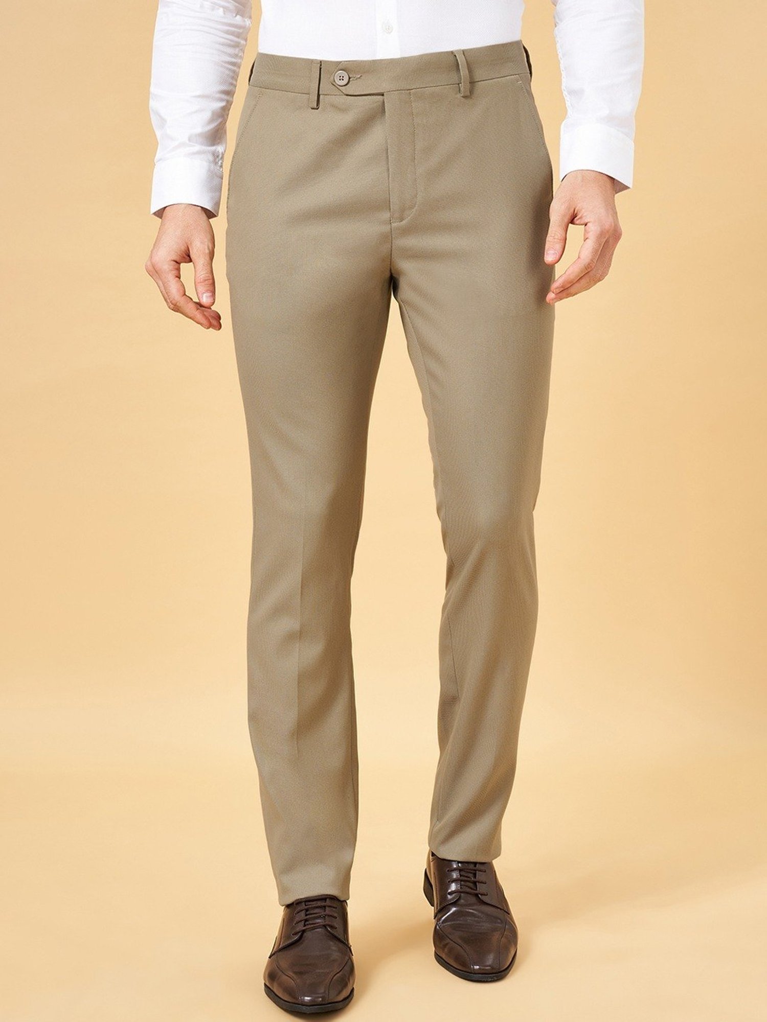 Byford by Pantaloons Abbey Stone Slim Fit Trousers