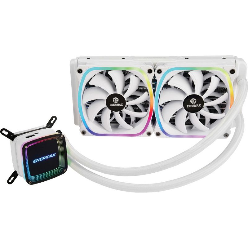 Enermax AQUAFUSION 240 ELC-AQF240-SQA-W Cooling Fan/Radiator/Water Block - 2 x 120 mm - 2 x 79.8 CFM - 32.6 dB(A) Noise - Liquid Cooler Cooler