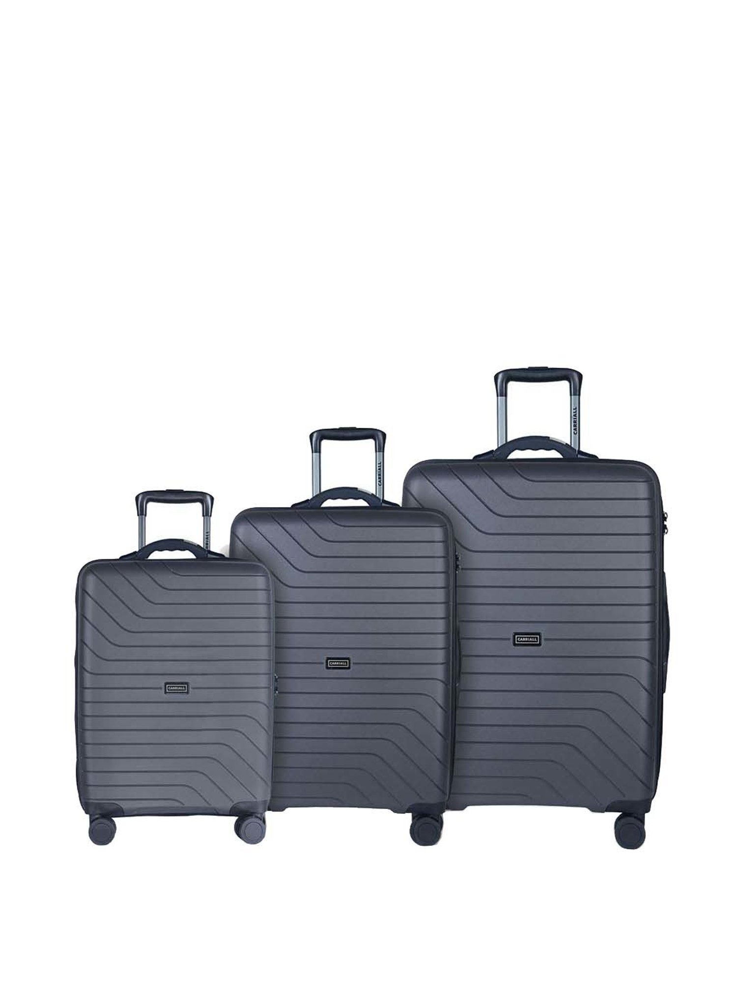 Carriall Groove Grey Striped Hard Trolley Bag Pack of 3 - 55cms, 65cms & 75cms