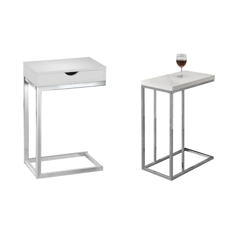 Monarch Specialties Contemporary End Table & Accent End Table, Glossy White