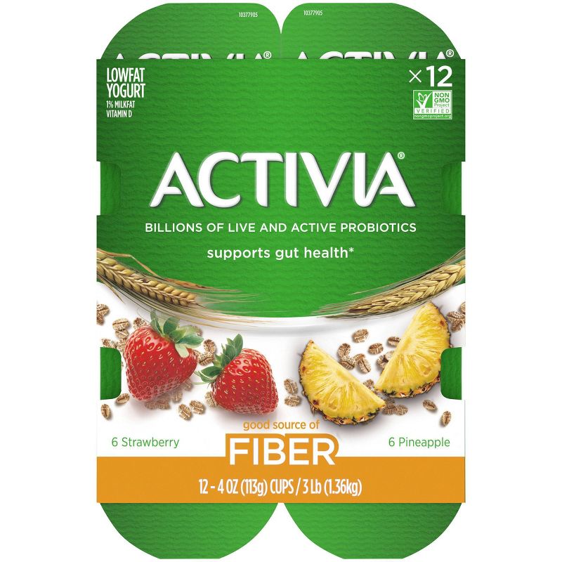 Dannon Activia Strawberry/Pineapple with Cereal Probiotic Yogurt - 4oz/12pk