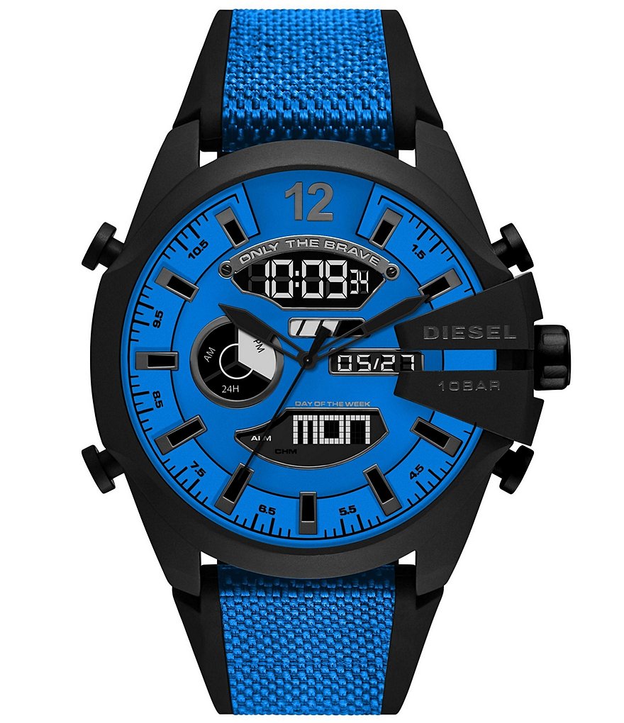 Diesel Mega Chief Analog-Digital Blue Nylon and Silicone Watch