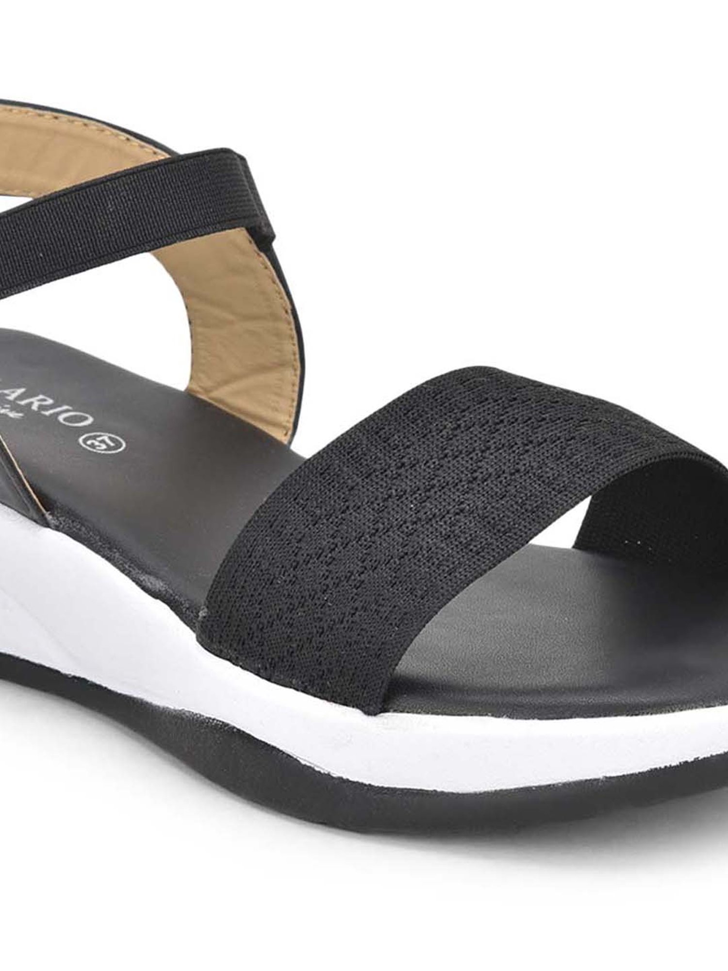 Salario Women's Black Ankle Strap Wedges