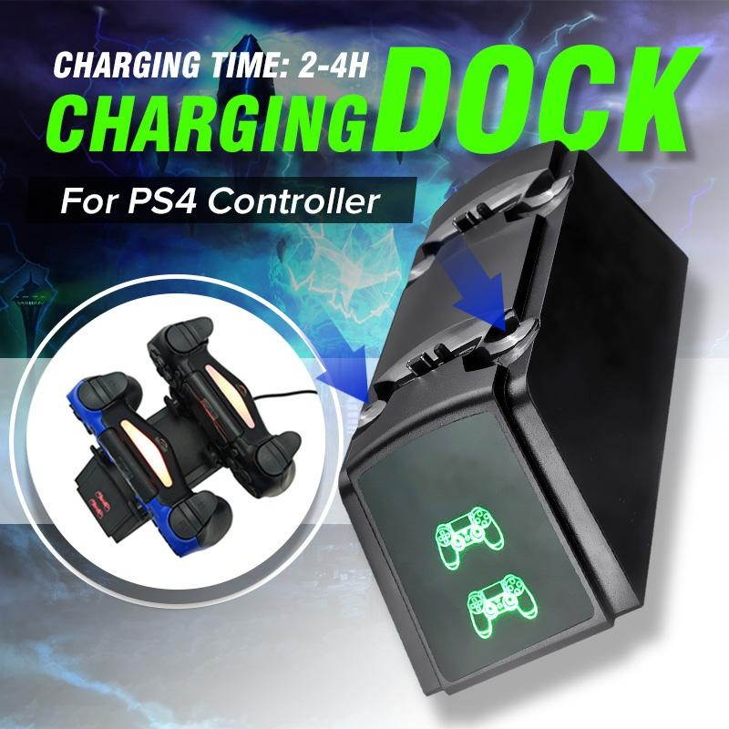 Wireless Dual Charging Dock Charger Stand with LED Light For PS4 Controller -